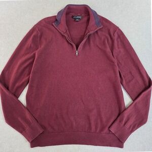 Banana Republic Premium‎ Cotton Cashmere Sweater Sz L 1/4 Zip Pullover Preppy